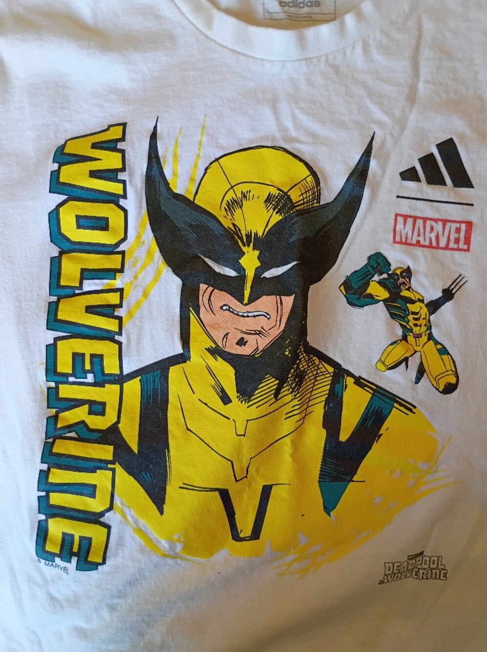 Size 2XL Adidas Marvel Wolverine Graphic Tee - Yellow/Black/Teal